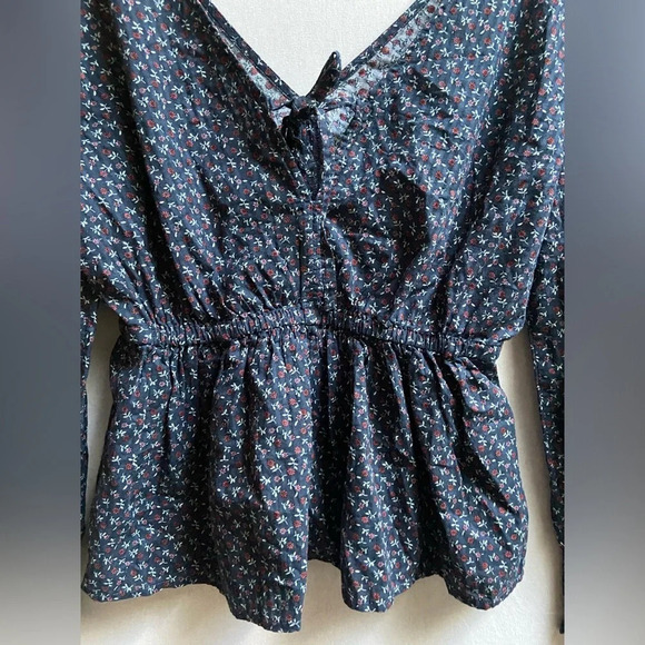 NWT Madewell Tie-Back Peplum Top in Campden Daisies  Sz XS - Picture 7 of 12